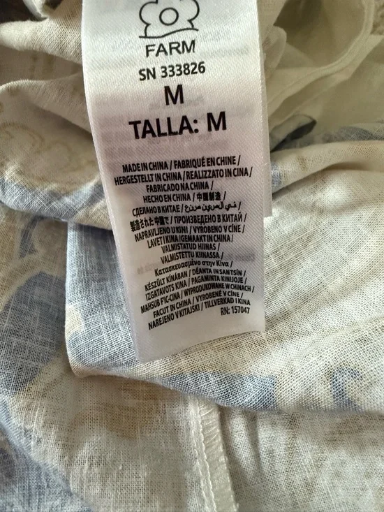 FARM Rio White Pineapple Deco Maxi Dress Linen Viscose Blend Size M NWT - Picture 9 of 12